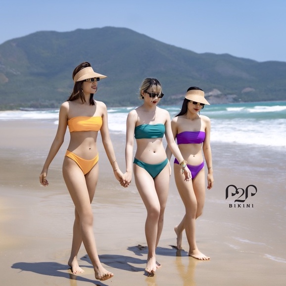 P2P BIKINI - Bikini hai mảnh áo quây ngang, quần tam giác basic - BTK370M_TG