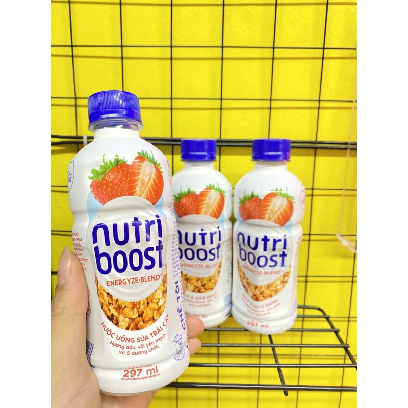 Nước uống sữa trái cây hương cam/ hương dâu Nutri Boost chai 297ml / chai 1 lít