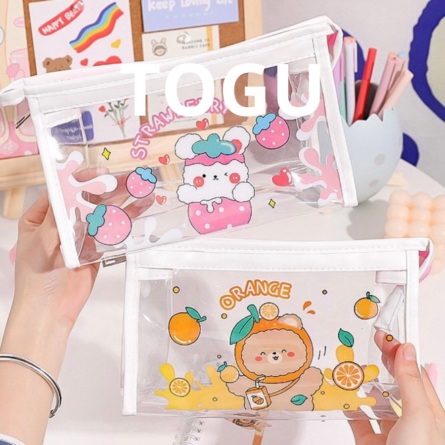 Túi đựng bút trong suốt TOGU hộp bút dễ thương túi đựng đồ dùng cá nhân hình hoạt dễ thương túi đựng đồ du lịch
