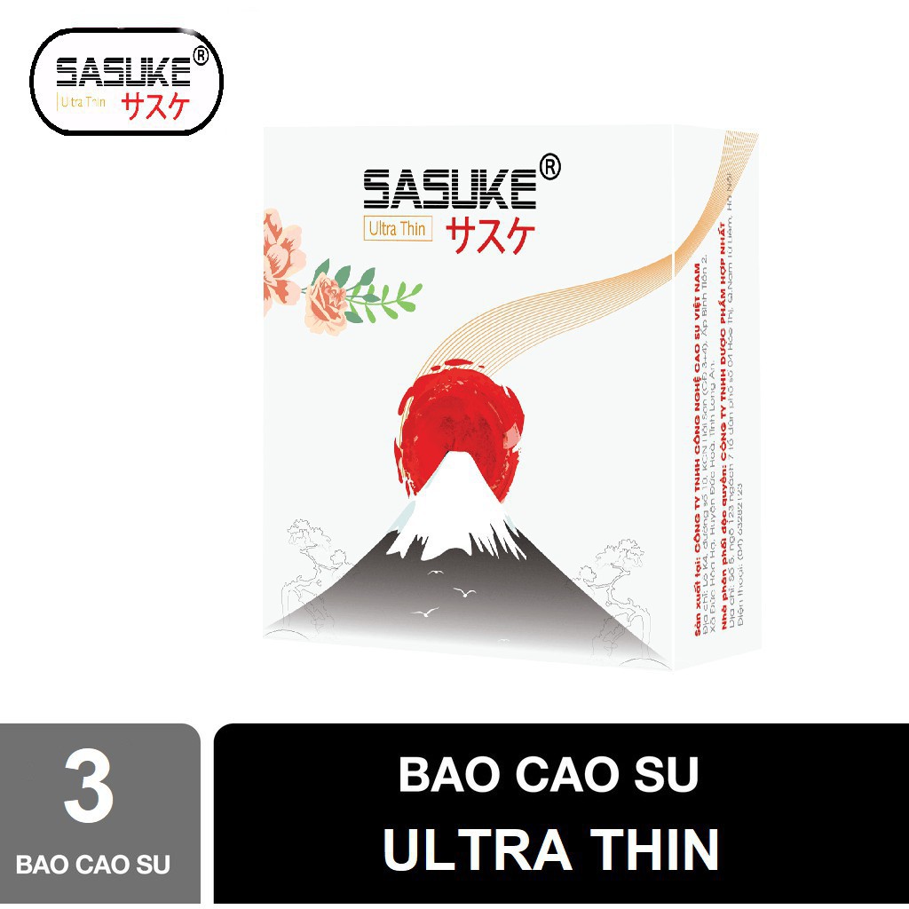 Bao Cao Su Siêu Mỏng Sasuke Ultra Thin 0.02mm ( Hộp 3 Chiếc )