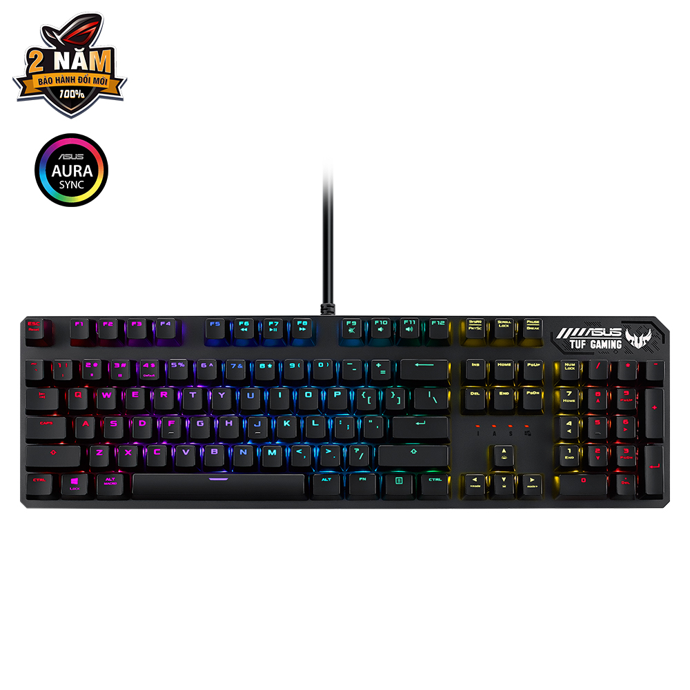 Bàn phím cơ gaming TUF GAMING K3, an-ti ghosting 100%, N-key rollover, Aura Sync