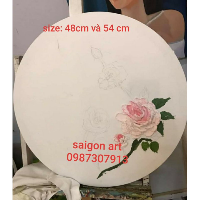 Khung Bố Cotton Tốt Tròn Vẽ Tranh Dầy 2cm, Đường Kính 40,50,55cm