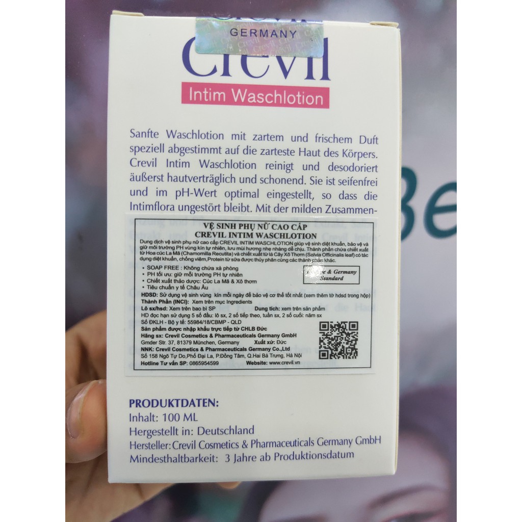 Dung Dịch Vệ Sinh Phụ Nữ Crevil Intim Waschlotion 100ml