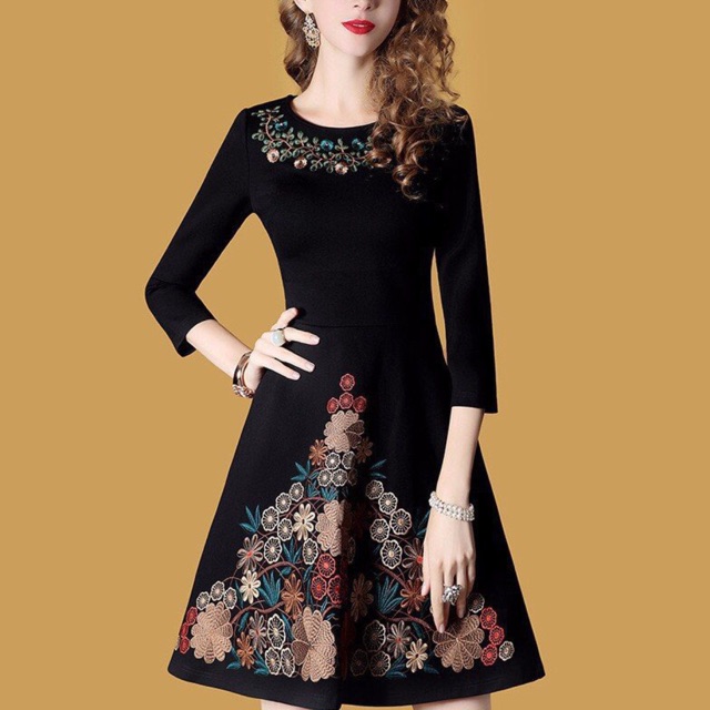 HÀNG NHẬP - ĐẦM SUÔNG THÊU HOA CAO CẤP LD