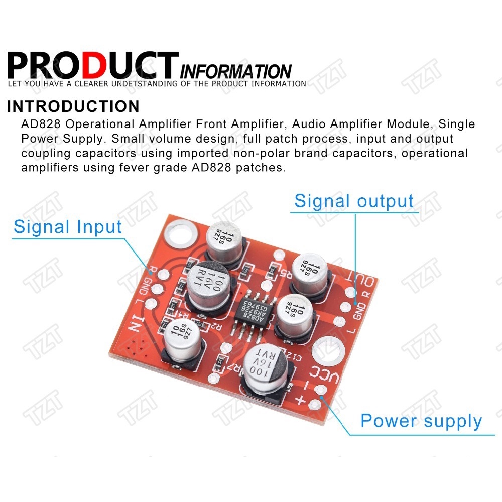 Bảng Mạch Tiền Khuếch Đại Âm Thanh Tzt Dc 5v-15v 12v Ad828 | BigBuy360 - bigbuy360.vn