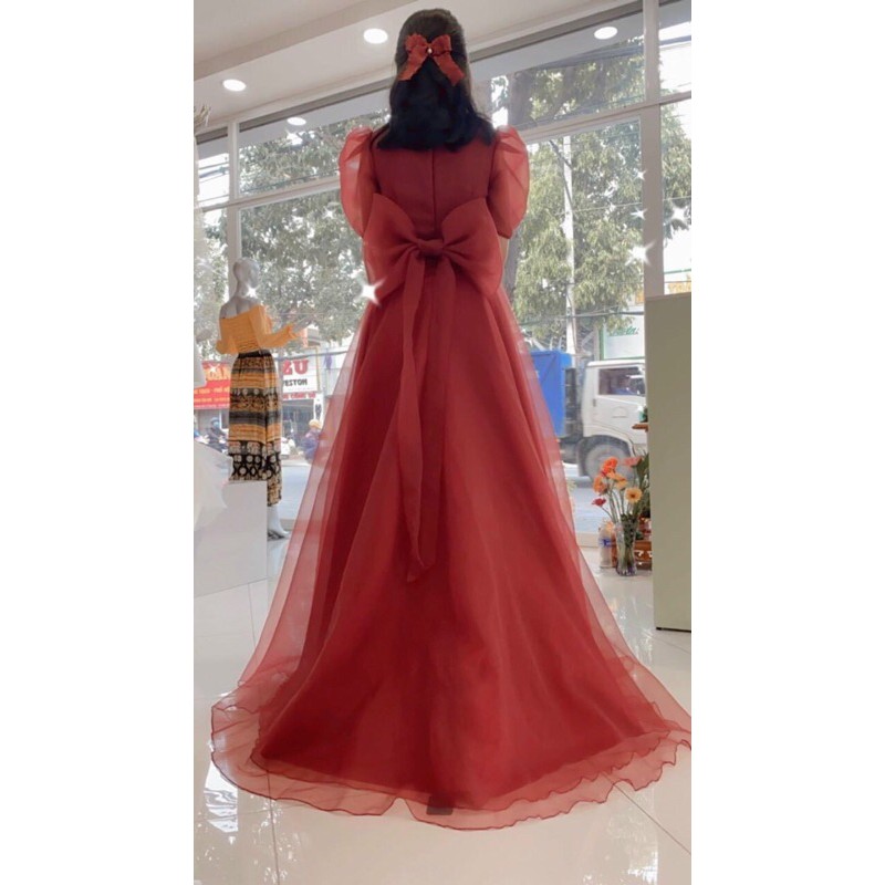 ĐẦM MAXI TAY PHỒNG NƠ LƯNG