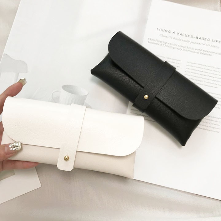 Hộp Bóp Đựng Kính Cube Vintage Da Pu Lót Nỉ Trong Chống Xước Basic Trơn Trắng Đen