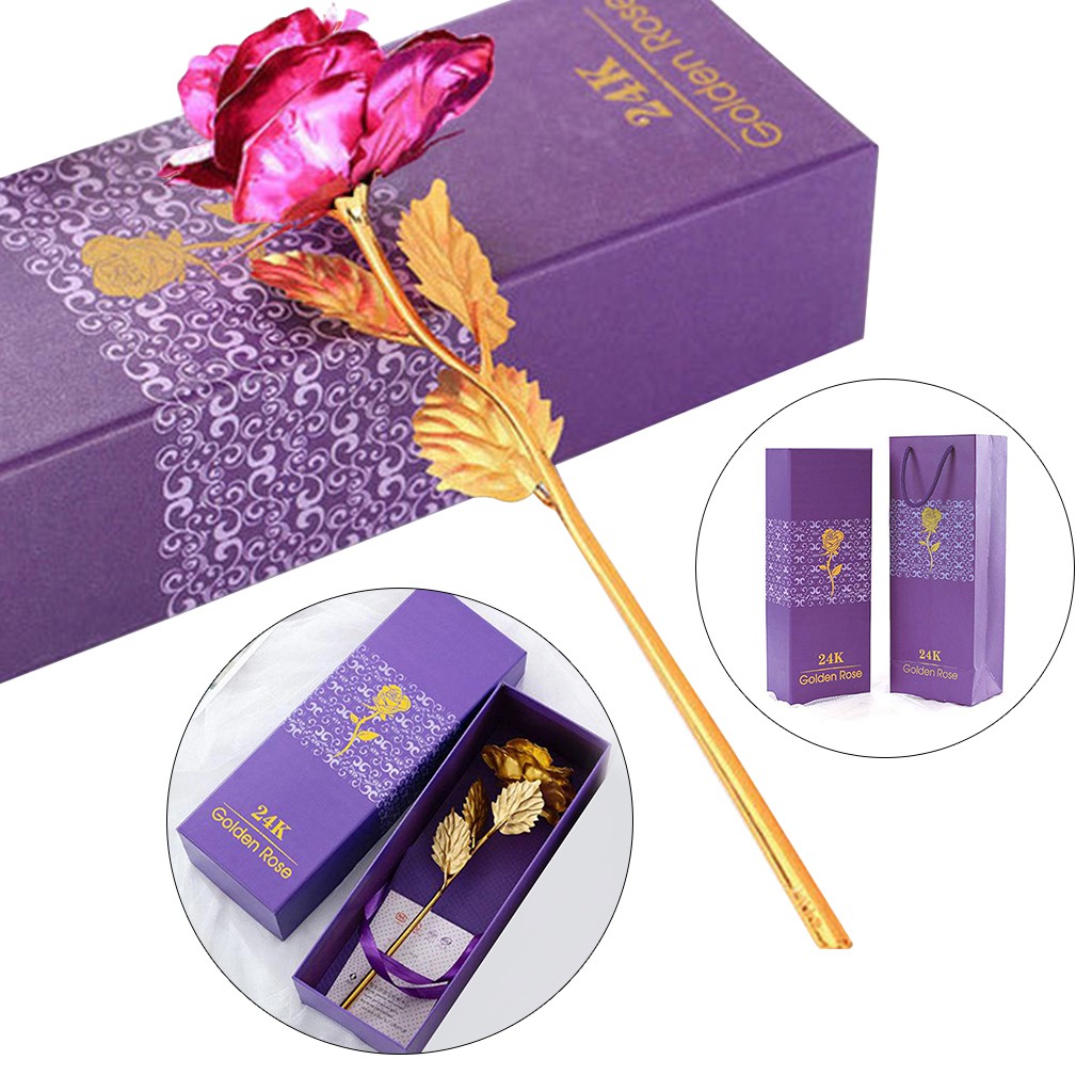 Hoa Hồng Nhân Tạo Mạ Vàng 24k Làm Quà Valentine