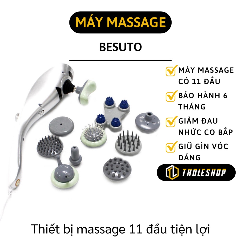 Máy Massage - Máy Mát Xa Toàn Thân Cầm Tay 11 Đầu Tiện Ích Besuto, Đấm Lưng 3542