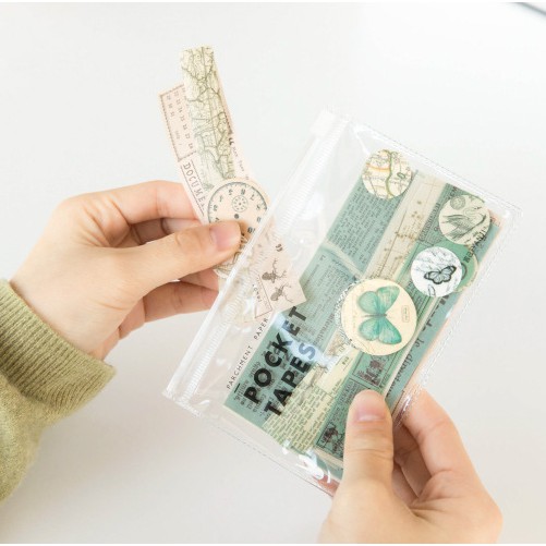 KimiTape Giấy nền và Sticker vintage POCKET TAPES - Bộ 40 hình trang trí Bullet Journal