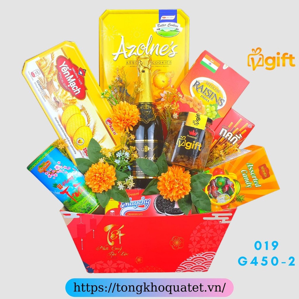 Giỏ quà tết 2022_Giỏ bánh kẹo tết_ ĐẸP, CAO CẤP, SANG TRỌNG [019-G450-2]