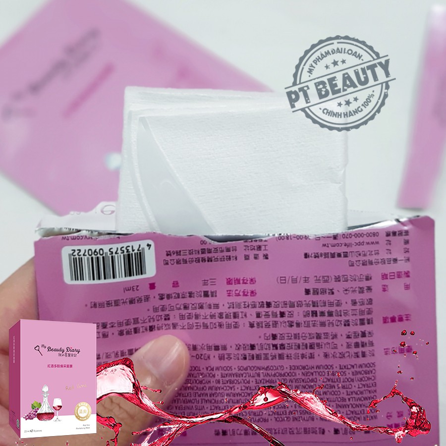 [BUÔN SỈ] Mặt nạ My Beauty Diray Đài Loan Rượu Vang giúp săn chắc da hộp 8 miếng