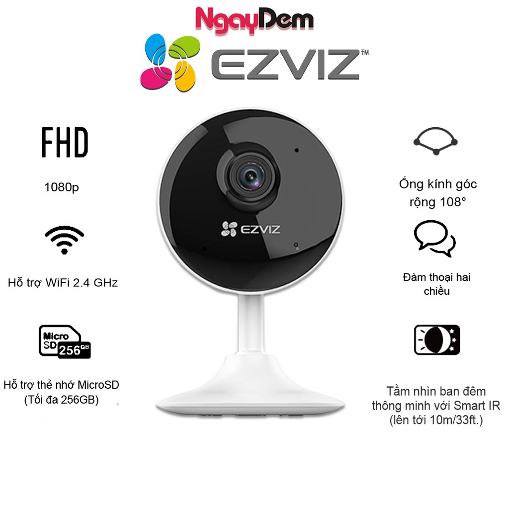 Camera Wi-Fi 2MP EZVIZ C1C-B FULL HD 1080P Góc Quay Rộng - Hàng chính hãng bảo hành 24 tháng | BigBuy360 - bigbuy360.vn