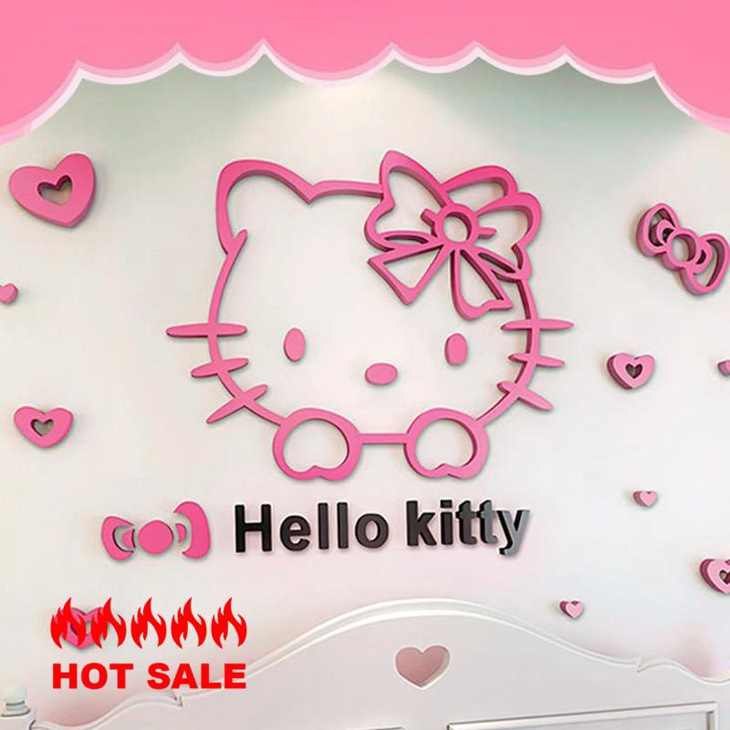 Giấy dán tường trang trí họa tiết Hello Kitty dễ thương