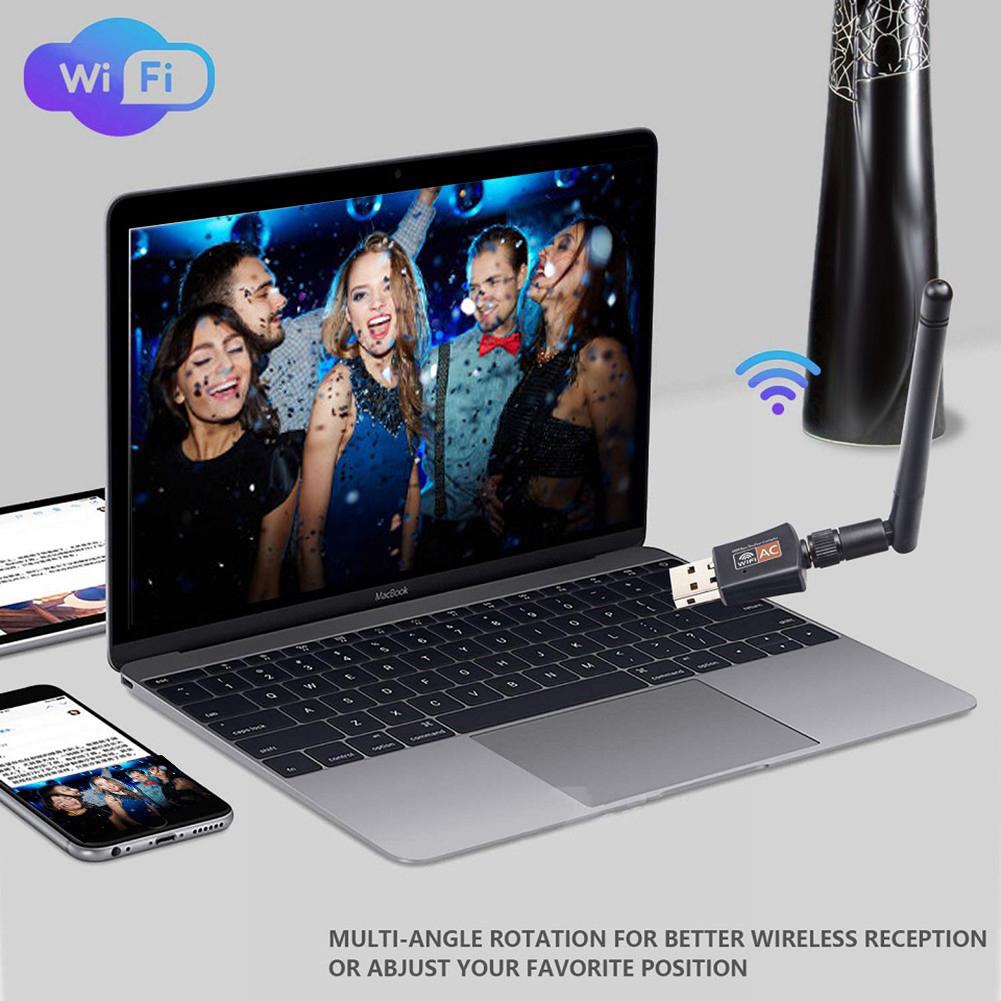 Bộ chuyển đổi mạng USB WiFi không dây 600 Mbps Dual băng tần 2.4 / 5Ghz w / Anten 802.11AC | BigBuy360 - bigbuy360.vn