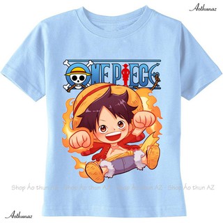 HOT- Áo thun trẻ em in hình One Piece Luffy Chibi dễ thương - Cotton Thái M2461 - áo SALE SỐC