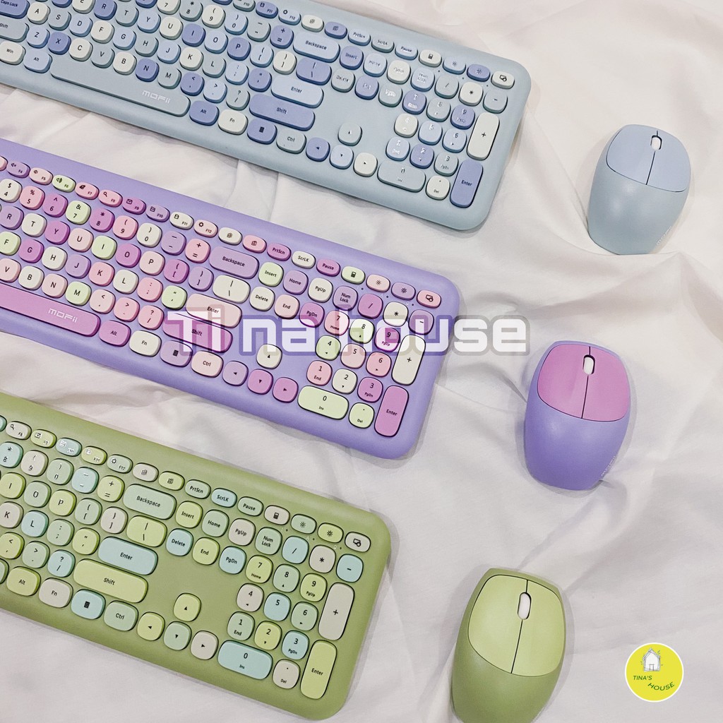 ✅Free Ship ✅ Bộ Bàn Phím Chuột Giả Cơ Không Dây Candy Mofii Dễ Thương 100% layout✅ - Tặng  sticker