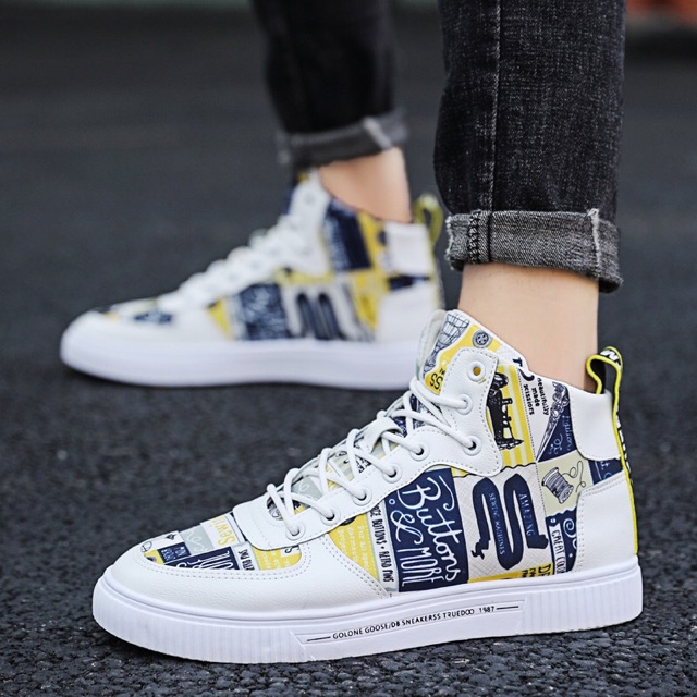 Giày thể thao nam cao cổ in hình phong cách thời trang độc lạ | BigBuy360 - bigbuy360.vn