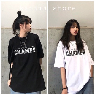Áo thun tay lỡ phom rộng Unisex CHAMPS - áo phông nam nữ form rộng 40-75kg mặc đẹp