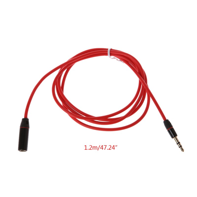 3.5mm Male To Female 3-Pole Jack Plug Stereo Audio Aux Extension Cable Cord 1.2m