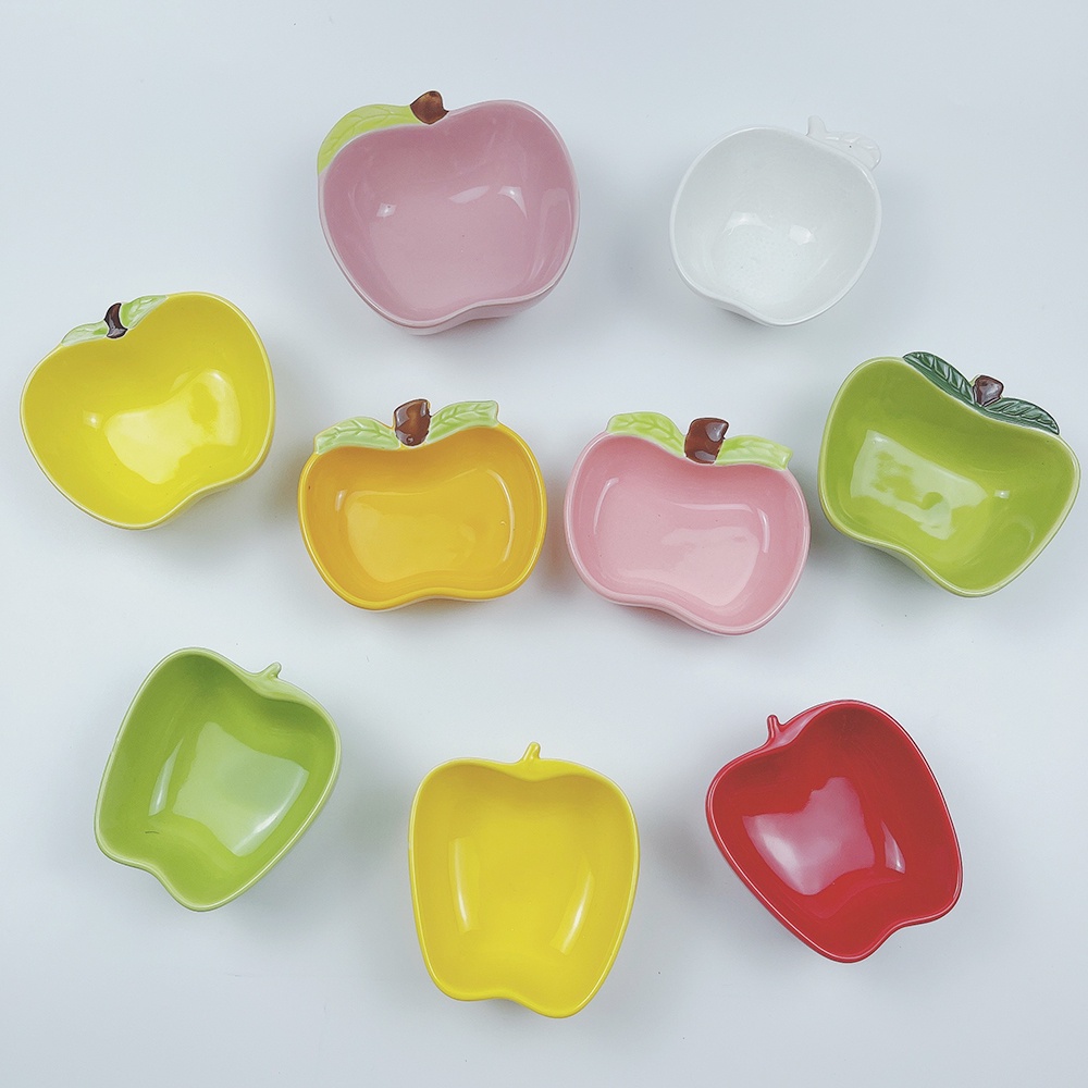 Bát ăn dặm cho bé chất liệu gốm sứ hình trái cây màu sắc đáng yêu dung tích 30-180ml, đồ dùng ăn dặm kiểu nhật cho bé