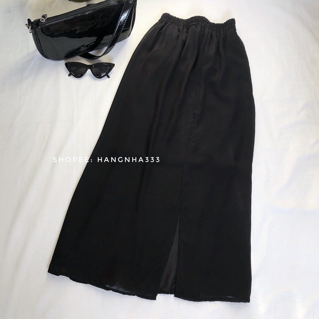 Ảnh thật || Chân váy dáng dài đen xẻ tà quý phái | BigBuy360 - bigbuy360.vn