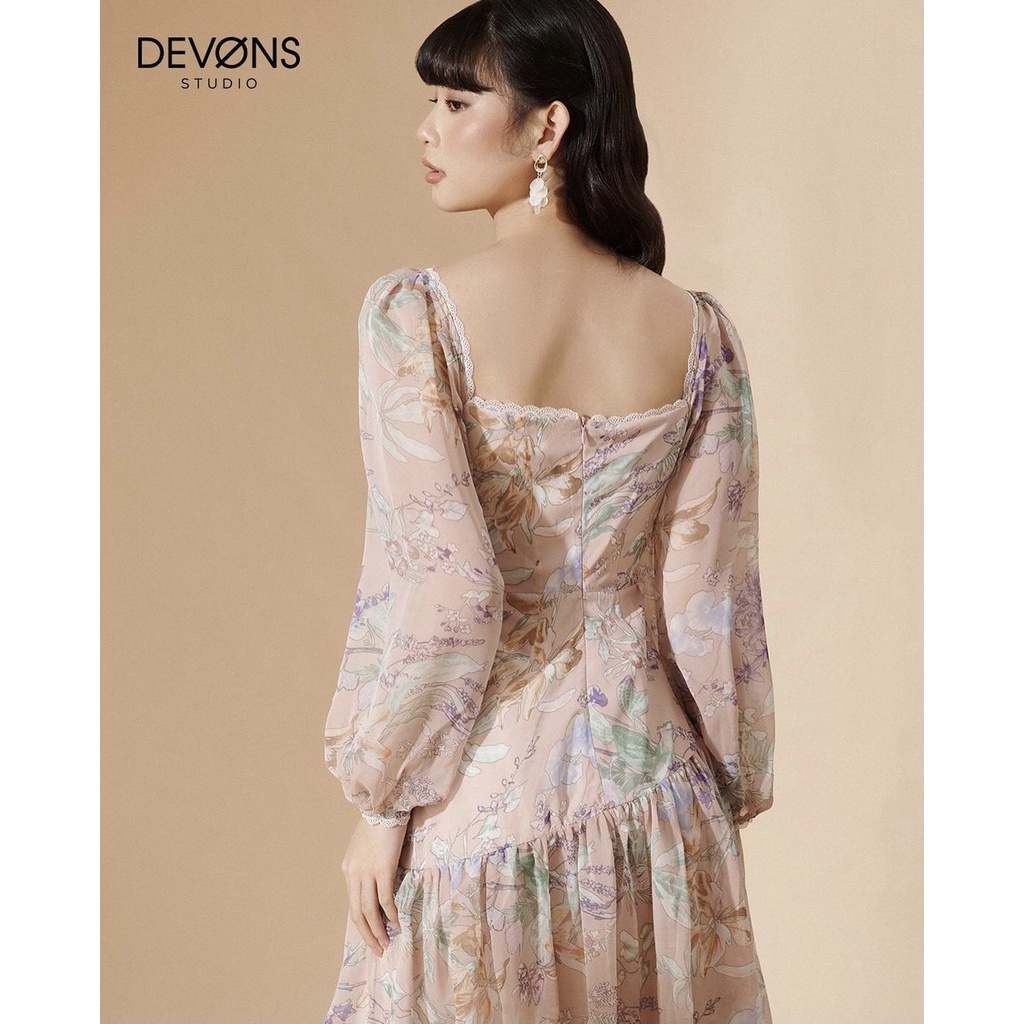 Đầm dài dáng xòe họa tiết in hoa Tuscany Dress  - DEVONS STUDIO