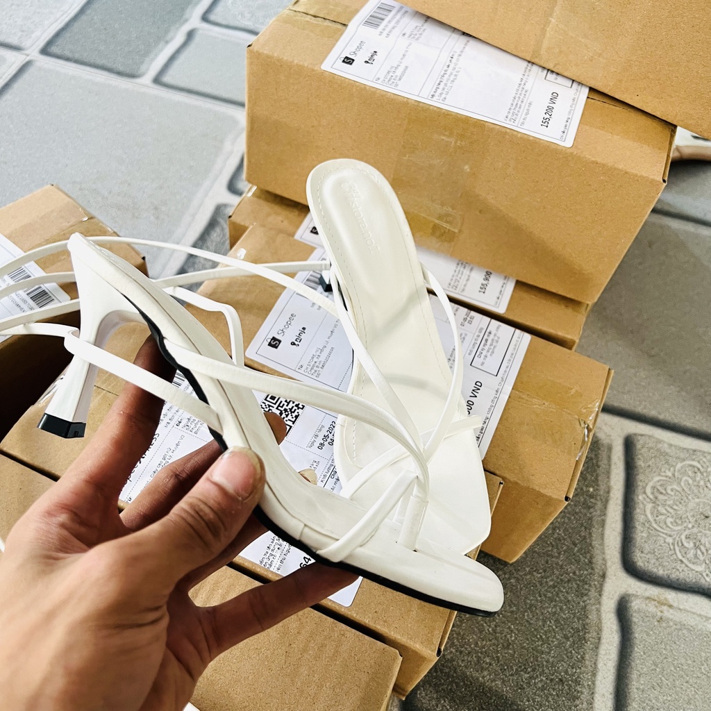 Giày cao gót xỏ ngón buộc dây, sandal nữ chiến binh sang chảnh hottrend 2022 7p-mã H21