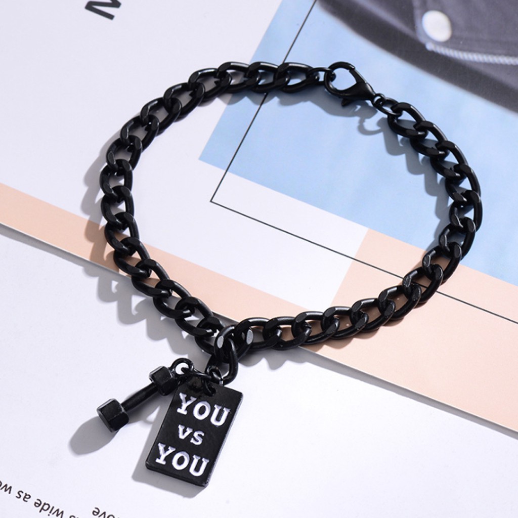 Vòng đeo tay mạ bạc nam nữ, mặt khắc chữ độc đáo, chất liệu thép titan chống nước không gỉ [ẢNH THẬT]