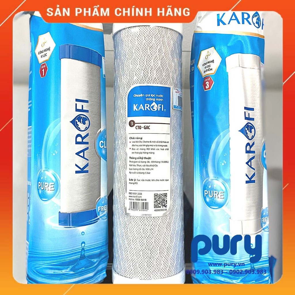 BỘ 3 LÕI LỌC KAROFI SỐ 1-2-3 THAY CHO MODEL S-S038 | OP1310 (Tem cào kiểm tra chính hãng)