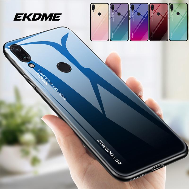 Ốp điện thoại mặt kính cường lực màu ombre thời trang cho Xiaomi Redmi 7 Note 5 6 7 Pro Mi 8 Lite