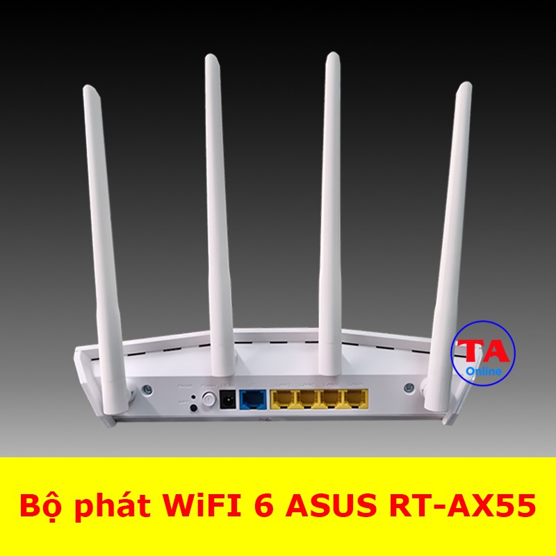 Router Wifi ASUS RTAX55 AX55, Băng tầng kép, Chuẩn AX1800, Chíp xử lý quadcore1,5Ghz