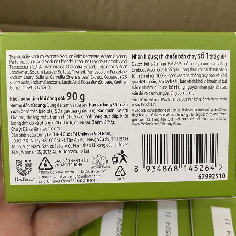 (Combo 2 tặng 1)  Xà phòng bảo vệ khỏi vi khuẩn Lifebuoy matcha và khổ qua 90g