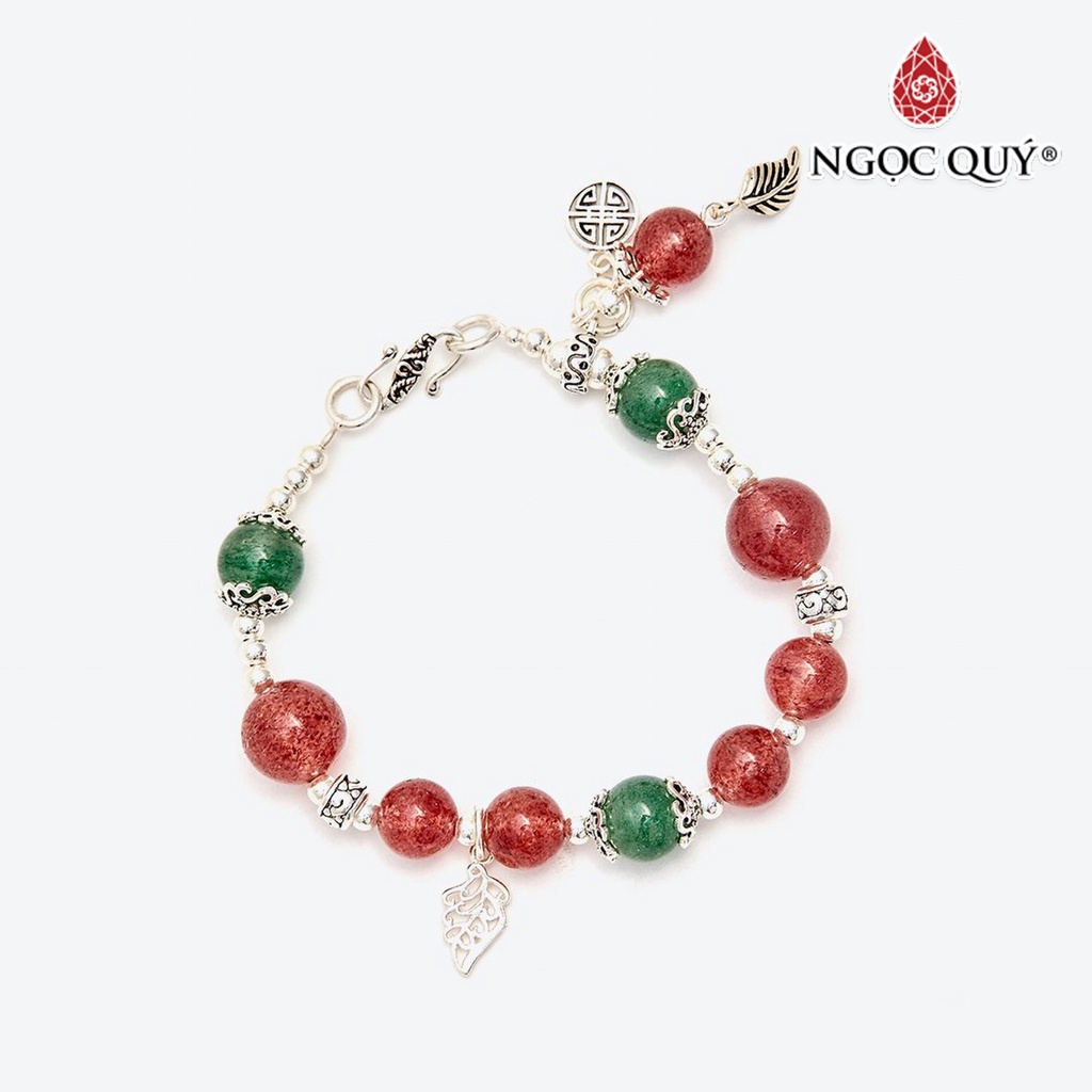 Vòng tay TA dâu phối charm lá - Ngọc Quý
