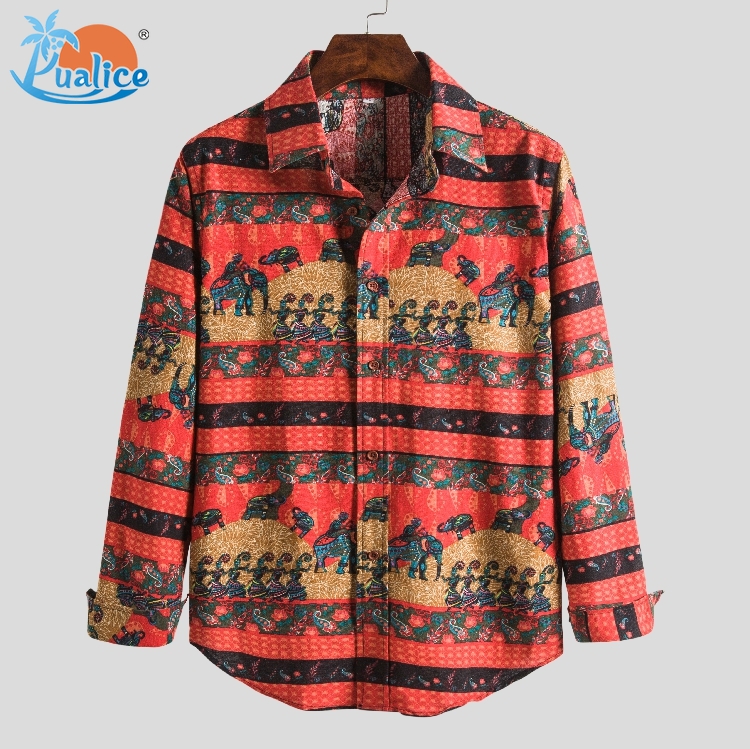 Men's fashion long sleeve Floral ShirtCS30