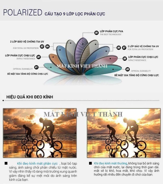 Kính nam phân cực polarized chân nhôm