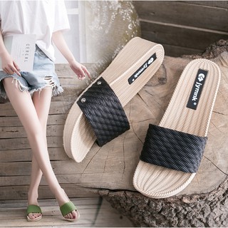  Dép nữ quai ngang dép kiểu nữ chống nước chống trơn trượt thời trang Hàn Quốc tăng chiều cao DN05 màu đen 