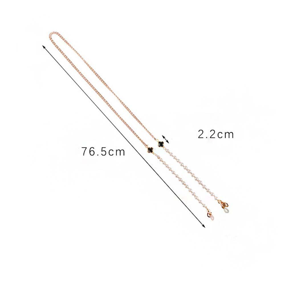 QQMALL Dây Đeo Mắt Kính Hình Cỏ Bốn Lá Màu Đỏ Đen Trắng Sang Trọng
