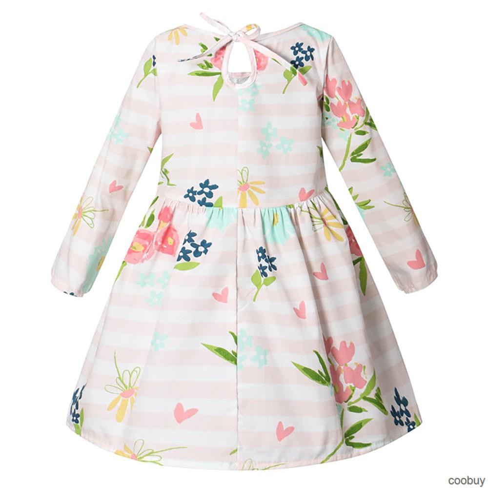 Đầm Công Chúa Tay Dài Vải Cotton In Hoa Kiểu Hàn Quốc Xinh Xắn Cho Bé Gái
