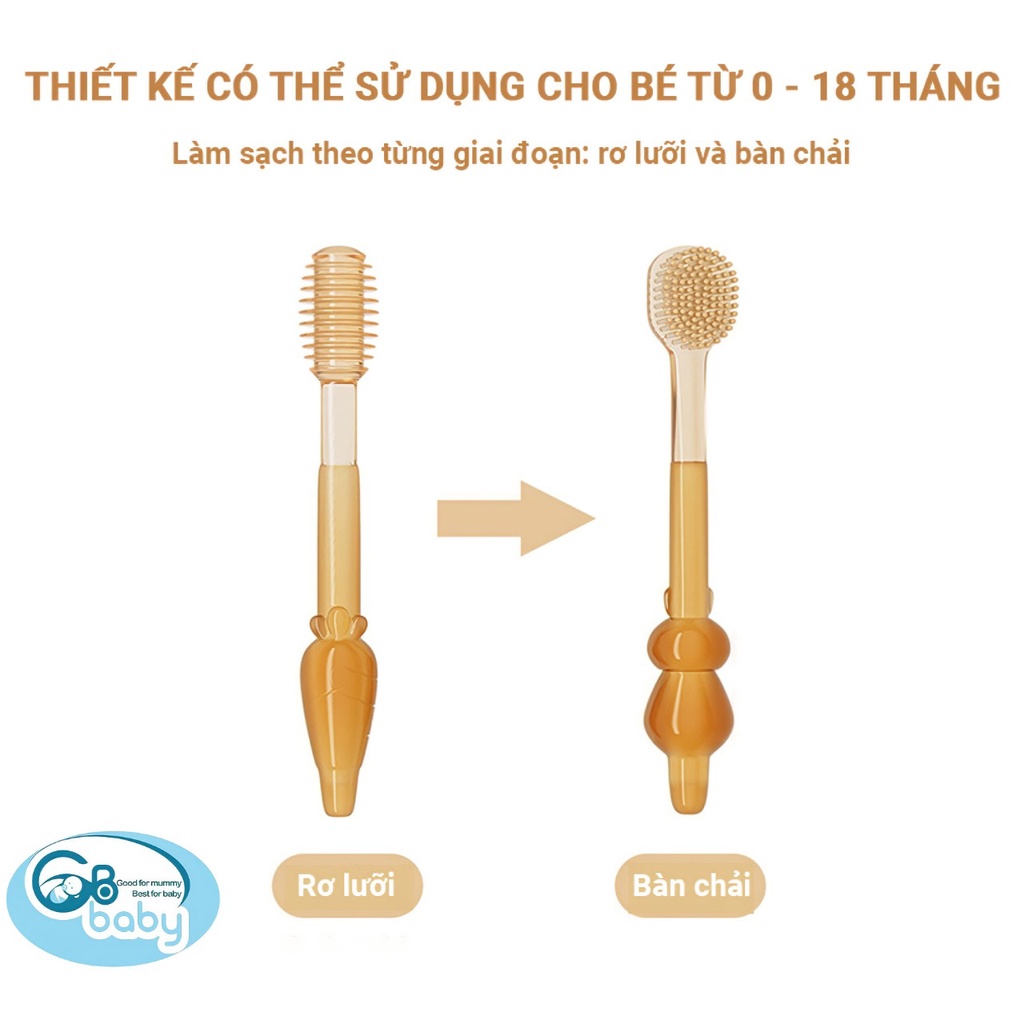 Gạc rơ lưỡi cho bé và bàn chải đánh răng silicon GB-Baby Chính Hãng
