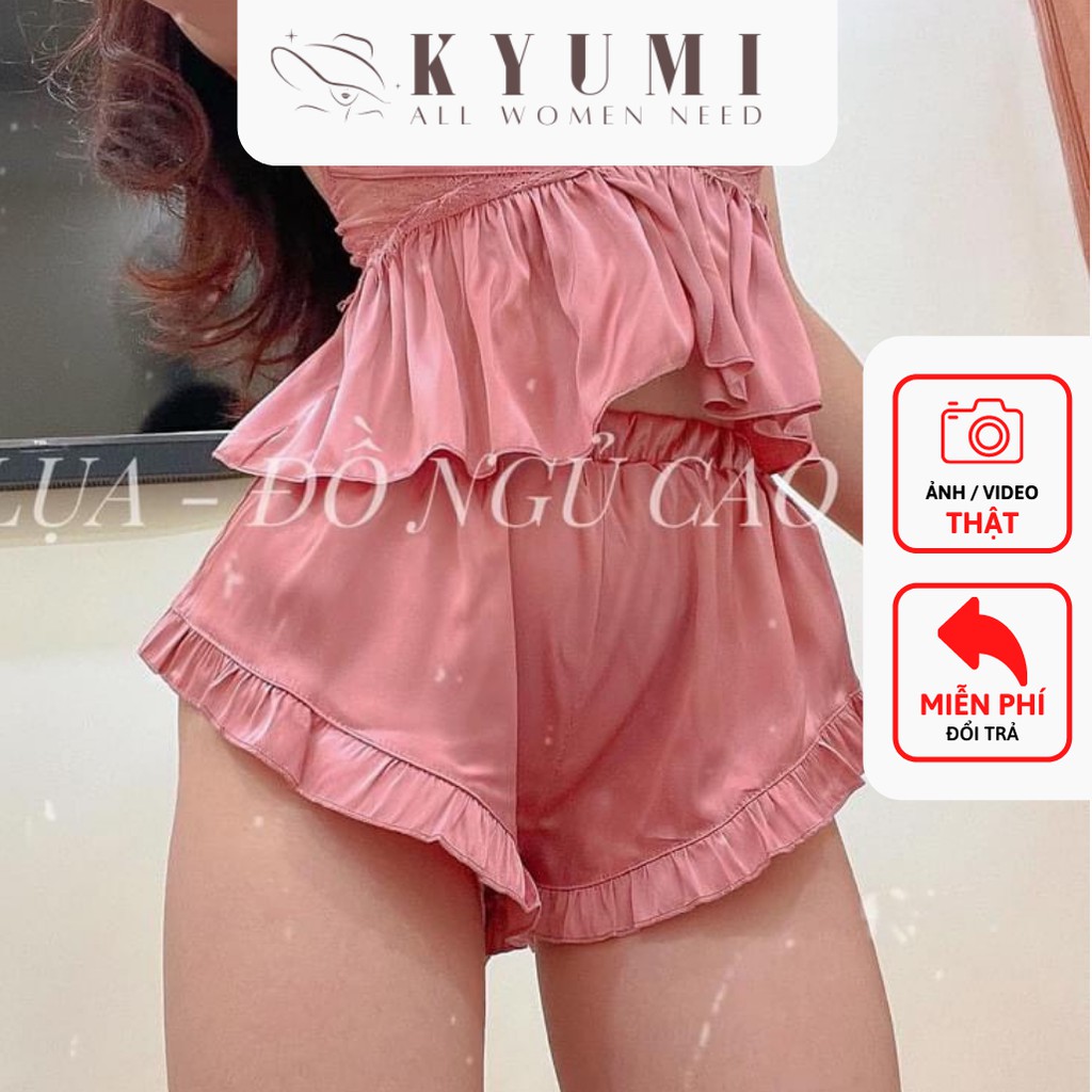Đồ ngủ sexy đồ ngủ 2 dây phối ren ngực KYUMI OFFICIAL, chất liệu lụa satin mềm mịn, freesize 40-65kg tùy chiều cao 008 | BigBuy360 - bigbuy360.vn