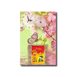 Đồng hồ tranh lịch đào đón tết dhl171001