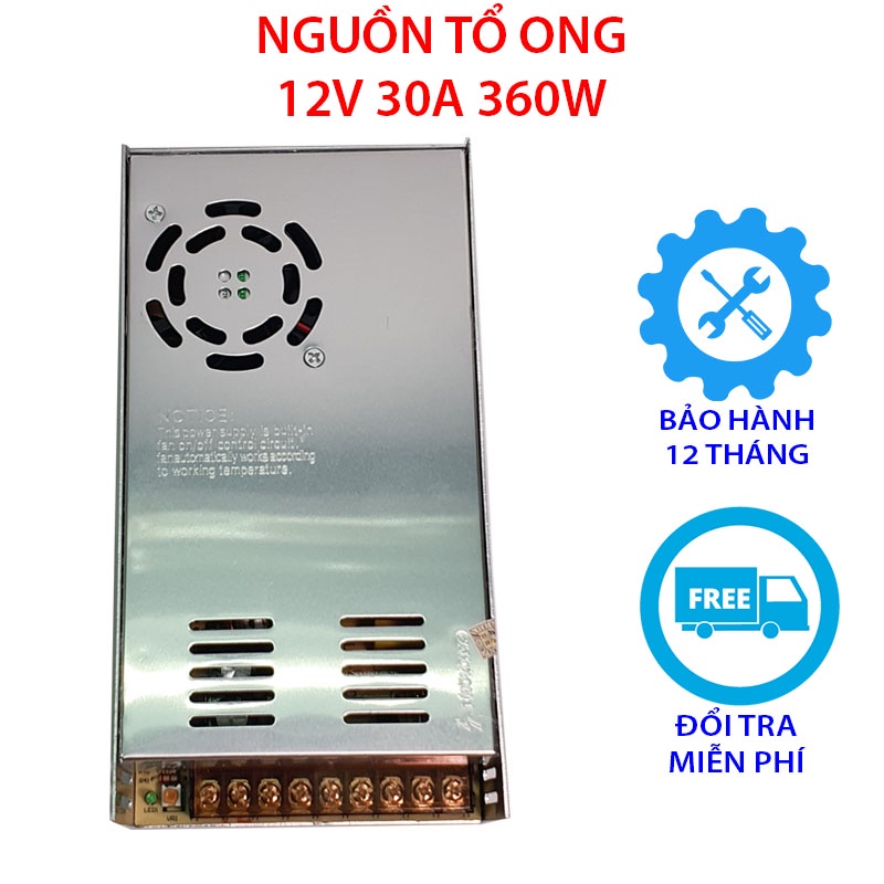 NGUỒN TỔ ONG 12V, NGUỒN 12V 30A DÙNG CHO ĐÈN LED, CAMERA GIÁM SÁT,... BẢO HÀNH 12 THÁNG