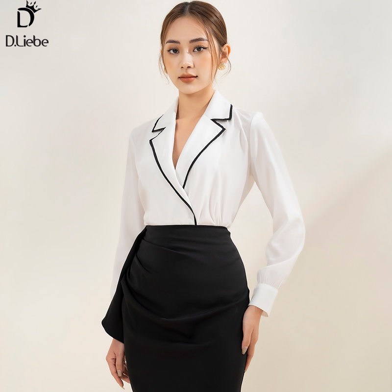 Áo Sơ mi cổ vest viền đen trắng - sm033 | BigBuy360 - bigbuy360.vn