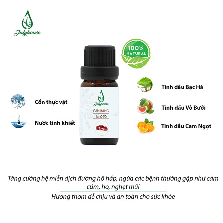 Tinh dầu balance dành cho oto 10ml JULYHOUSE