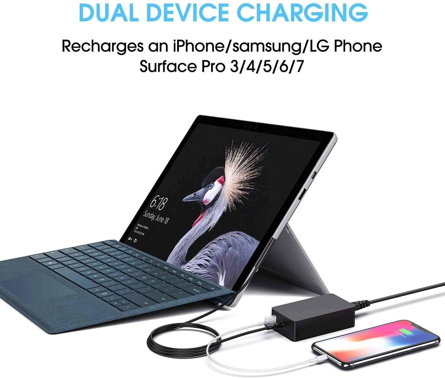 Bộ sạc 65W surface pro Bộ chuyển đổi nguồn AC 15V 4A cho Microsoft Surface Book Surface Pro 3 Pro 4 Pro 5 Pro 6 Surface Go Surface Laptop 2