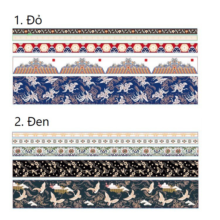 Set 5 cuộn băng dính washi tape họa tiết Nhật WST227-