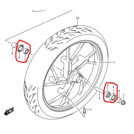 Combo bạc đạn và phốt bánh trước Satria Raider hàng chính hãng chuẩn mã Suzuki