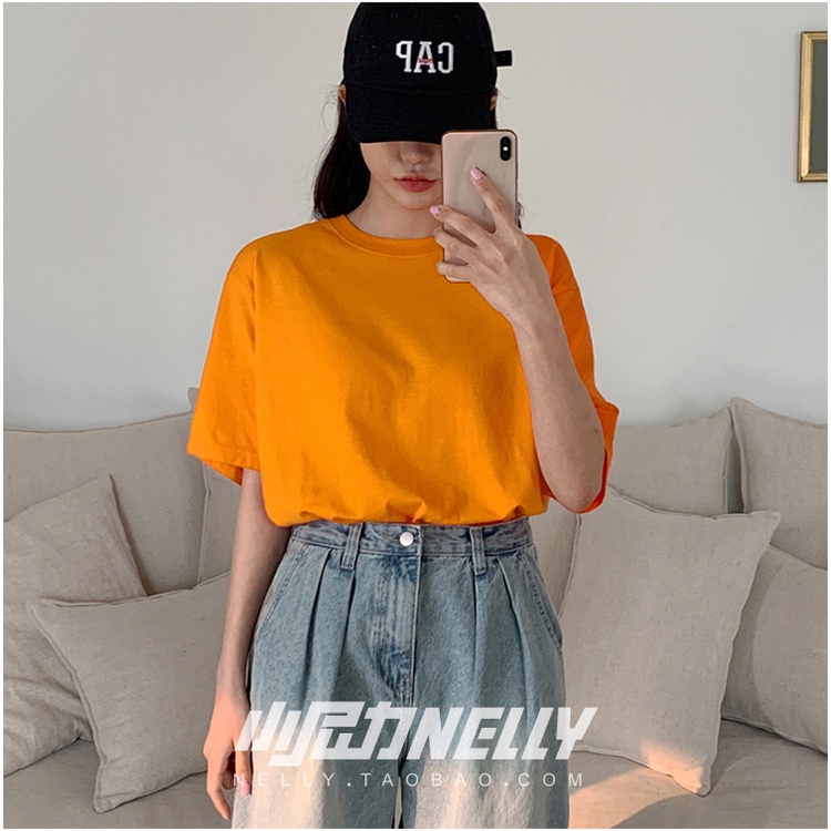 Áo phông Nelly Heybig ngắn tay trơn màu cam