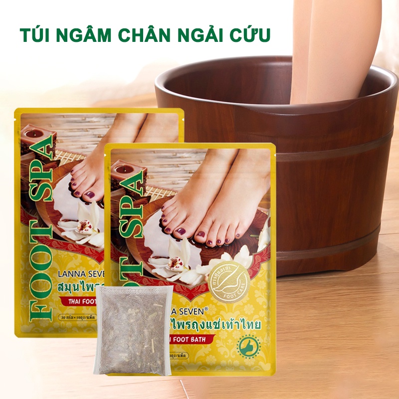 【1 túi 10 gói】Túi ngâm chân thảo dược Trung Quốc nhập khẩu Thái Lan- (Lanna + ngải cứu + ngải cứu + ngải cứu) - LA-PJB(1